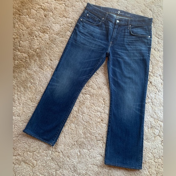 EUC MEN’S 7 FOR ALL MANKIND “Brett” STRAIGHT LEG LIGHTLY DISTRESSED JEANS 36 - Picture 3 of 14